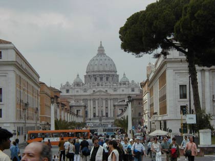 The Vatican towering in the distance